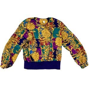 Womens Polyester Vintage Blouse All Over Print Graphic